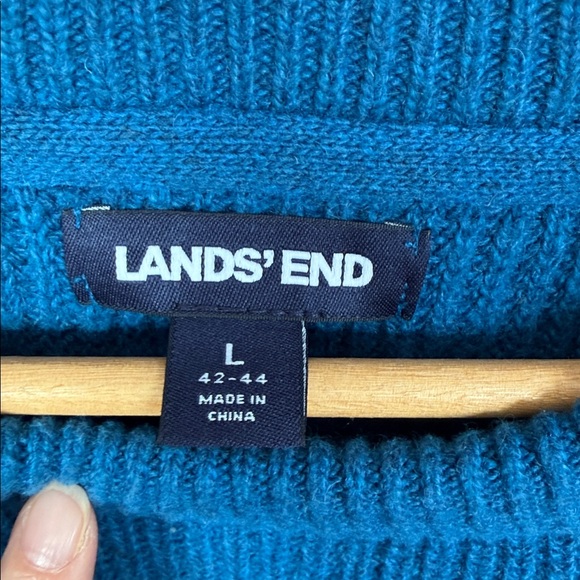 Lands’ End Men's Blue Sweater cotton & wool blend - Picture 4 of 4